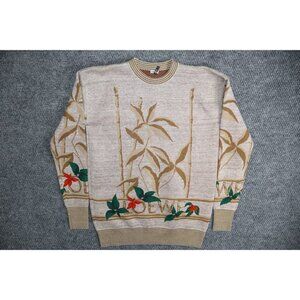 Loewe Men’s Linen Knit Floral Leaves Pullover Sweater Made in Italy Size M